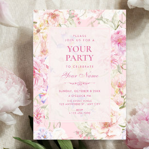 Ästhetisches rosa weiches floral einladung