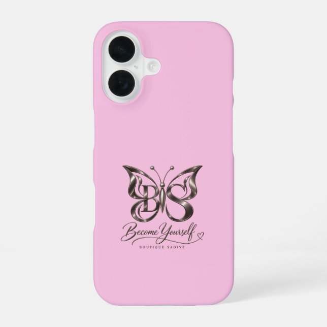 Ästhetisches Rose Gold Schmetterling Blush iPhone  16 Hülle (Rückseite)