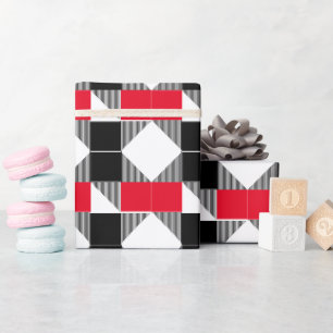 ästhetisches rotes und schwarzes modernes geometri geschenkpapier