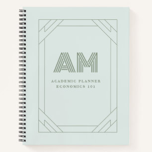 Ästhetisches Sage-Grün individuelles Monogramm aka Notizbuch