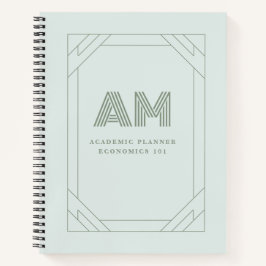 Ästhetisches Sage-Grün individuelles Monogramm aka Notizbuch