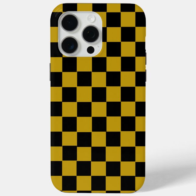 Ästhetisches Schwarz-Gold-Schachbrett Retro Case-Mate iPhone Hülle (Rückseite)