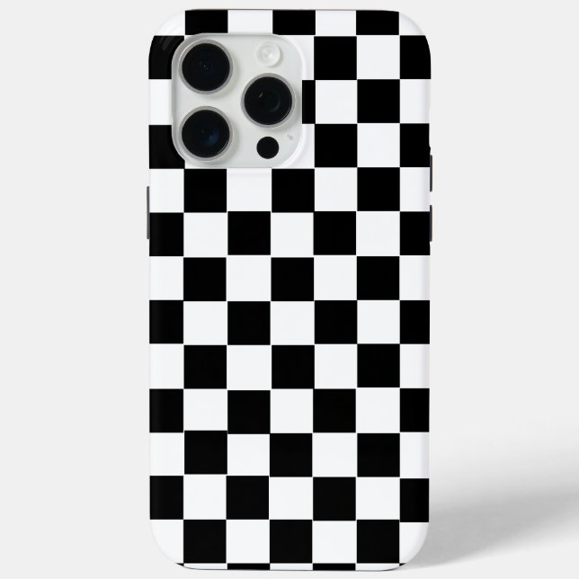Ästhetisches Schwarz-Weiß-Schachbrett Retro Case-Mate iPhone Hülle (Rückseite)