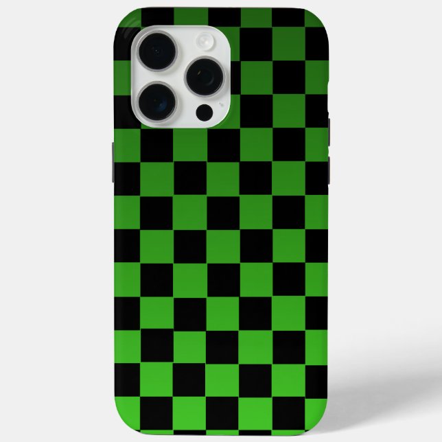 Ästhetisches schwarzes und grünes Schachbrett Retr Case-Mate iPhone Hülle (Rückseite)
