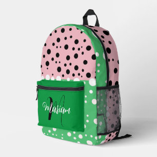Ästhetisches Smaragdgrün Rosa Farbe - Initialer Na Bedruckter Rucksack
