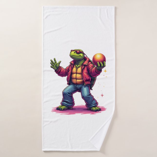 Ästhetisches-Turtle-Disco-T-Shirt Badehandtuch (Badehandtuch)