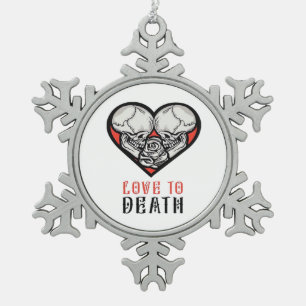 Ästhetisches Valentinstag Till Death Do Us Part Schneeflocken Zinn-Ornament