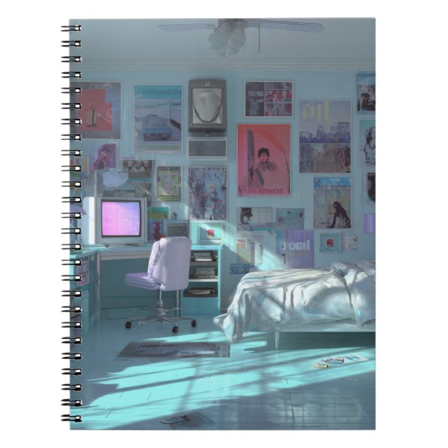 Ästhetisches Vaporwave Schlafzimmer GlühNotebook Notizblock (Vorderseite)