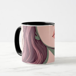 Ästhetisches Vektor-Porträt Hoodie- und Tassenset Tasse