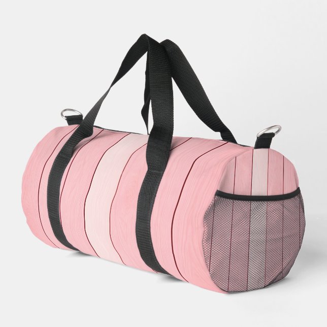 Ästhetisches vertikales Holz Muster Rosa Farbe  Duffle Bag (Rechte Ecke)