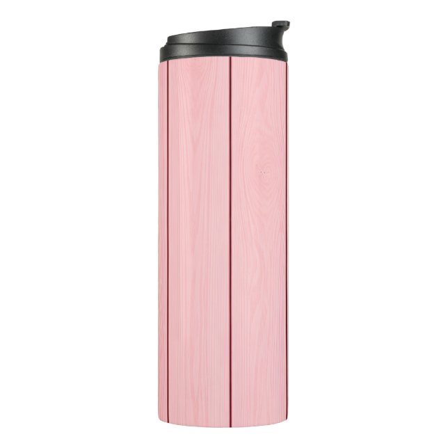 Ästhetisches vertikales Holz Muster Rosa Farbe  Thermosbecher (Nach links gedreht)