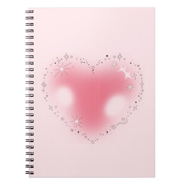 Ästhetisches Y2K Hübsch Pink Heart Notebook Notizblock (Vorderseite)