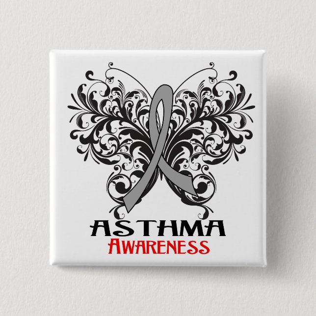 Asthma Awareness Butterfly Button (Vorderseite)