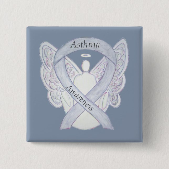 Asthma Awareness Ribbon Engel Customized Art Butto Button (Vorderseite)