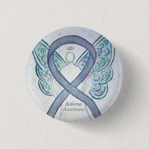 Asthma Awareness Ribbon Engel Customizing Art Butt Button