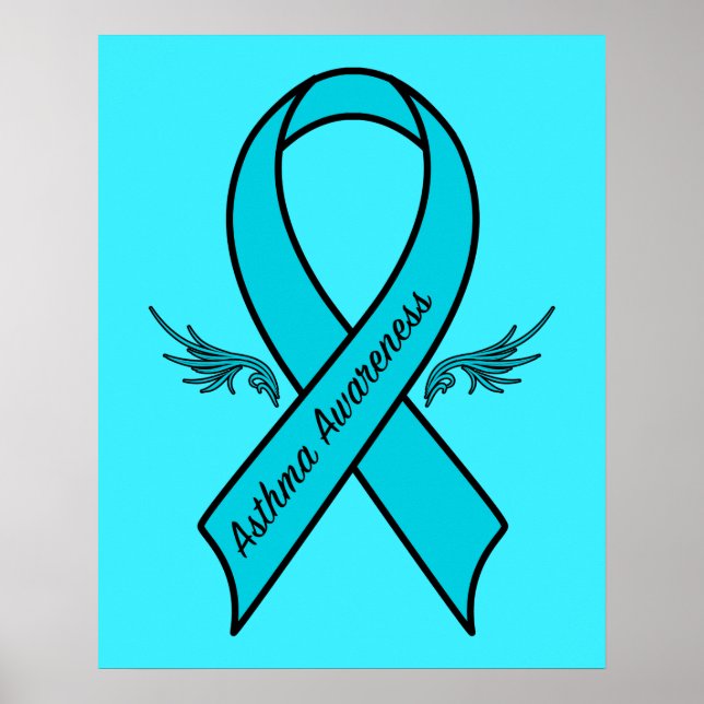 Asthma Awareness Ribbon mit Flügeln Poster (Vorne)