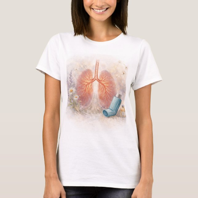 Asthma-Bewusstsein T-Shirt | Botanisches Lungen-De (Vorderseite)