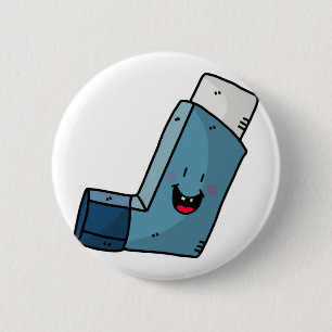 Asthma Inhalator glücklicher Cartoon Button