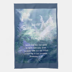 Astilbe Blue Mist Romans 8:28 Geschirrtuch