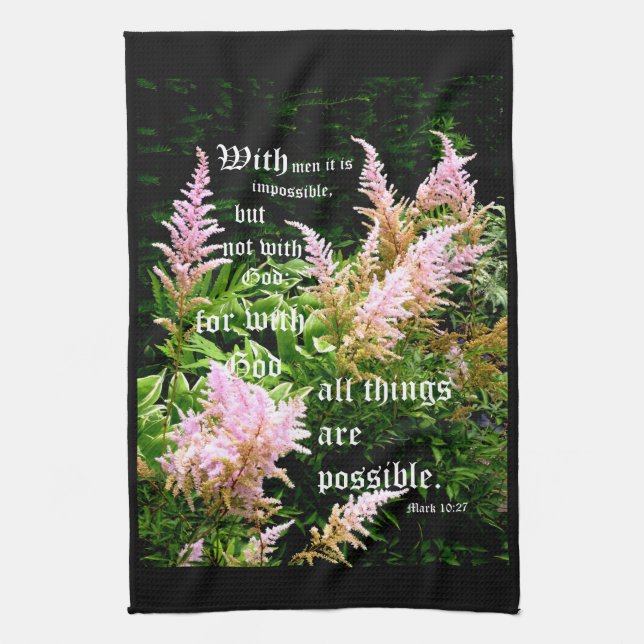 Astilbe mit Mark 10:27 Geschirrtuch (Vertikal)