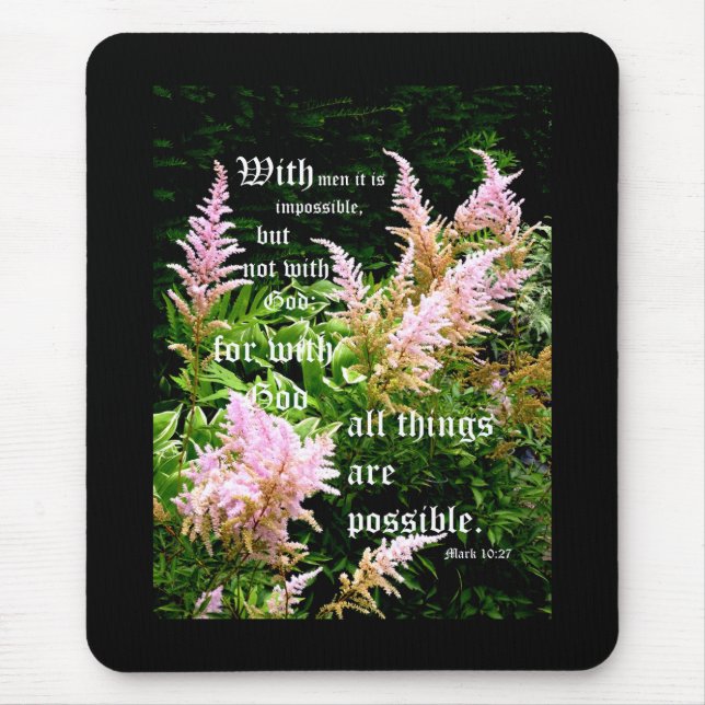 Astilbe mit Mark 10:27 Mousepad (Vorne)