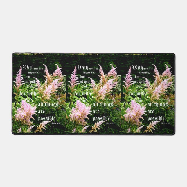 Astilbe mit Markus 10:27 Schreibtischunterlage (Vorderseite)