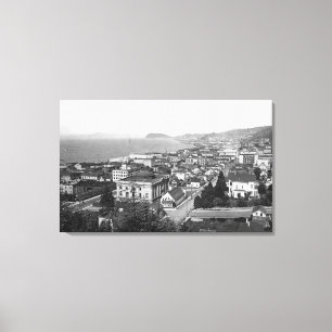 Astoria, Oregon-Geschäfts-Abschnitt und Ufergegen Leinwanddruck