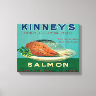 Astoria, Oregon - Lachs-Case-Label von Kinney Leinwanddruck