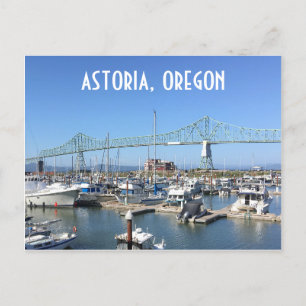 Astoria, Oregon, mit Brücke und Jachthafen Postkarte