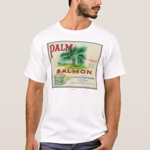Astoria, Oregon - Palmen-Lachskasten-Aufkleber T-Shirt