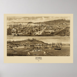 Astoria Oregon panoramische Karte 1883 Poster