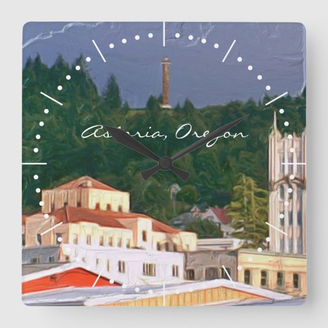 Astoria Oregon Quadratische Wanduhr (Vorderseite)