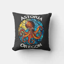 Astoria Oregon Stainglas Octopus Kissen