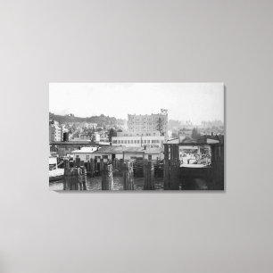 Astoria, Oregon Szene mit Fähren-Beleg Leinwanddruck