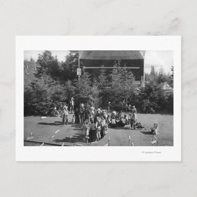 Astoria, Oregon, Tanz des Indischen Krieges im hun Postkarte (Vorderseite)