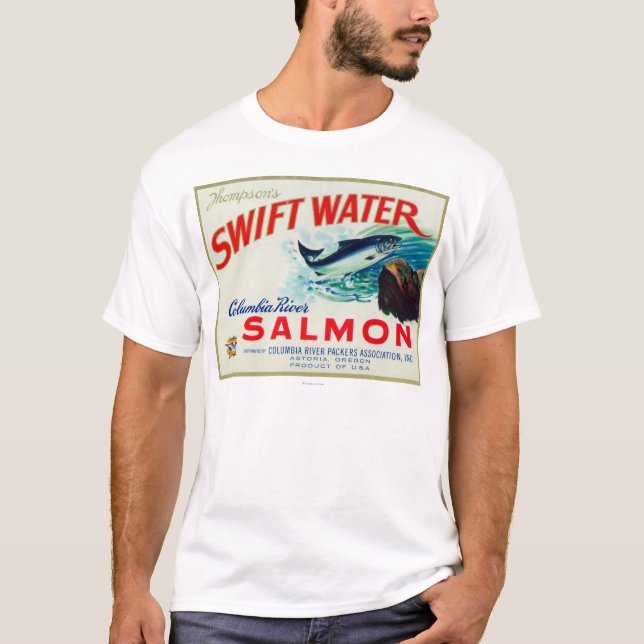 Astoria, Oregon - Thompsons schnelle Wasser-Lachse T-Shirt (Vorderseite)
