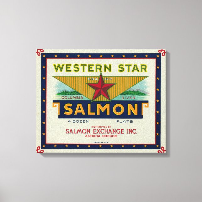 Astoria, Oregon, Western, Star-Lachs-Case-Label Leinwanddruck (Vorderseite)