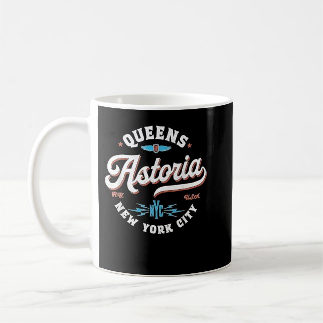 Astoria Queens New York Retro-Grafik Kaffeetasse (Links)