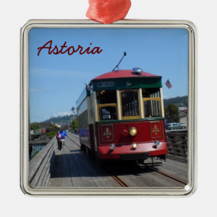 Astoria Riverfront Trolley Silbernes Ornament