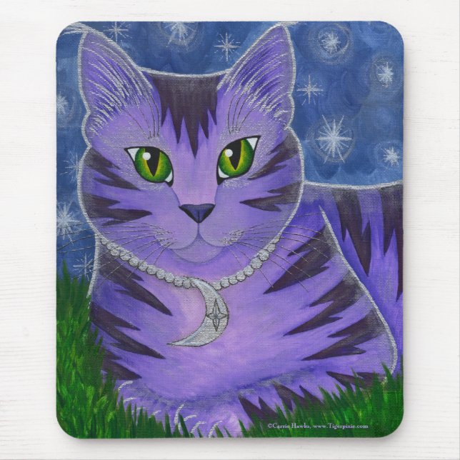 Astra Celestie Moon Star Cat Fantasy Art Mousepad (Vorne)