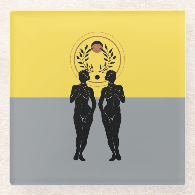 Astra Feminine Moderne Kunst Glasuntersetzer (Vorderseite)