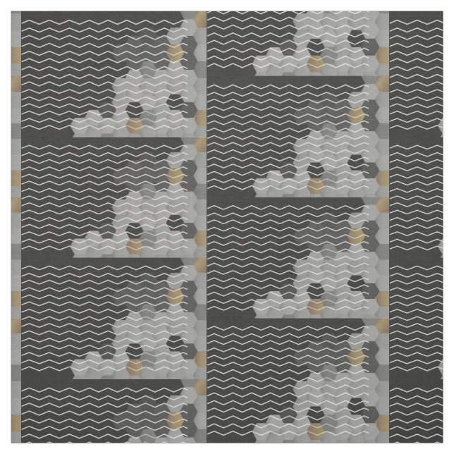 Astract Geometric Zickzack Gray Yellow Hexagon Stoff (Muster)