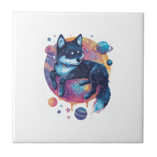 Astral Akita � Kosmischer Weltraumhund Fliese