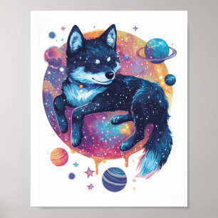 Astral Akita � Kosmischer Weltraumhund Poster