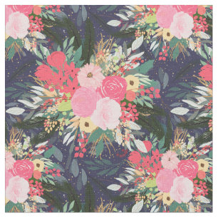 Astral Aura Winter Floral & Gold Punkte Stoff