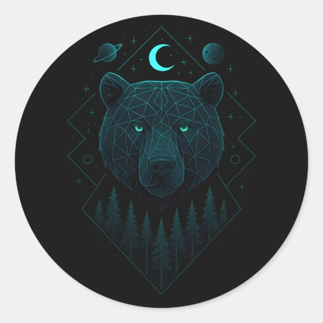 Astral Bear - Cosmic Strength Power Runder Aufkleber (Vorderseite)