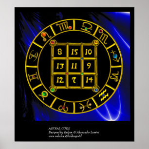 ASTRAL CODE,MAGIC SQUARE 33 Zodiac Astrology Chart Poster