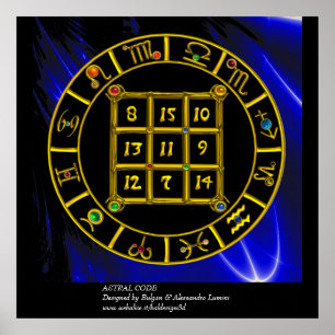 ASTRAL CODE,MAGIC SQUARE 33 Zodiac Astrology Chart Poster