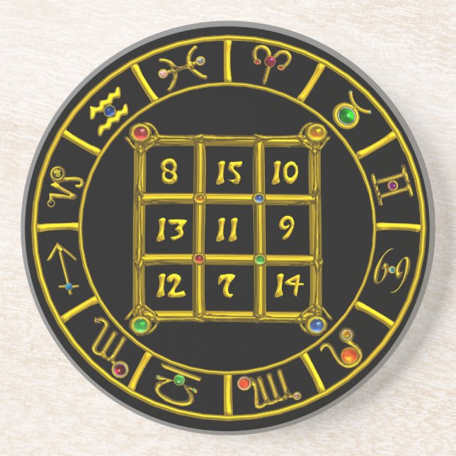 ASTRAL CODE,MAGIC SQUARE 33 Zodiac Astrology Chart Sandstein Untersetzer (Vorne)
