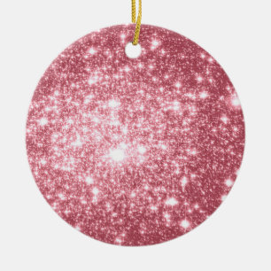 Astral Glitter Elegant Pink Weihnachtsbaumanhänger Keramik Ornament